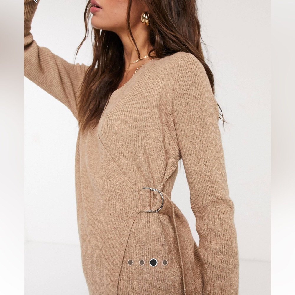 Knitted wrap cardigan with buckle detail